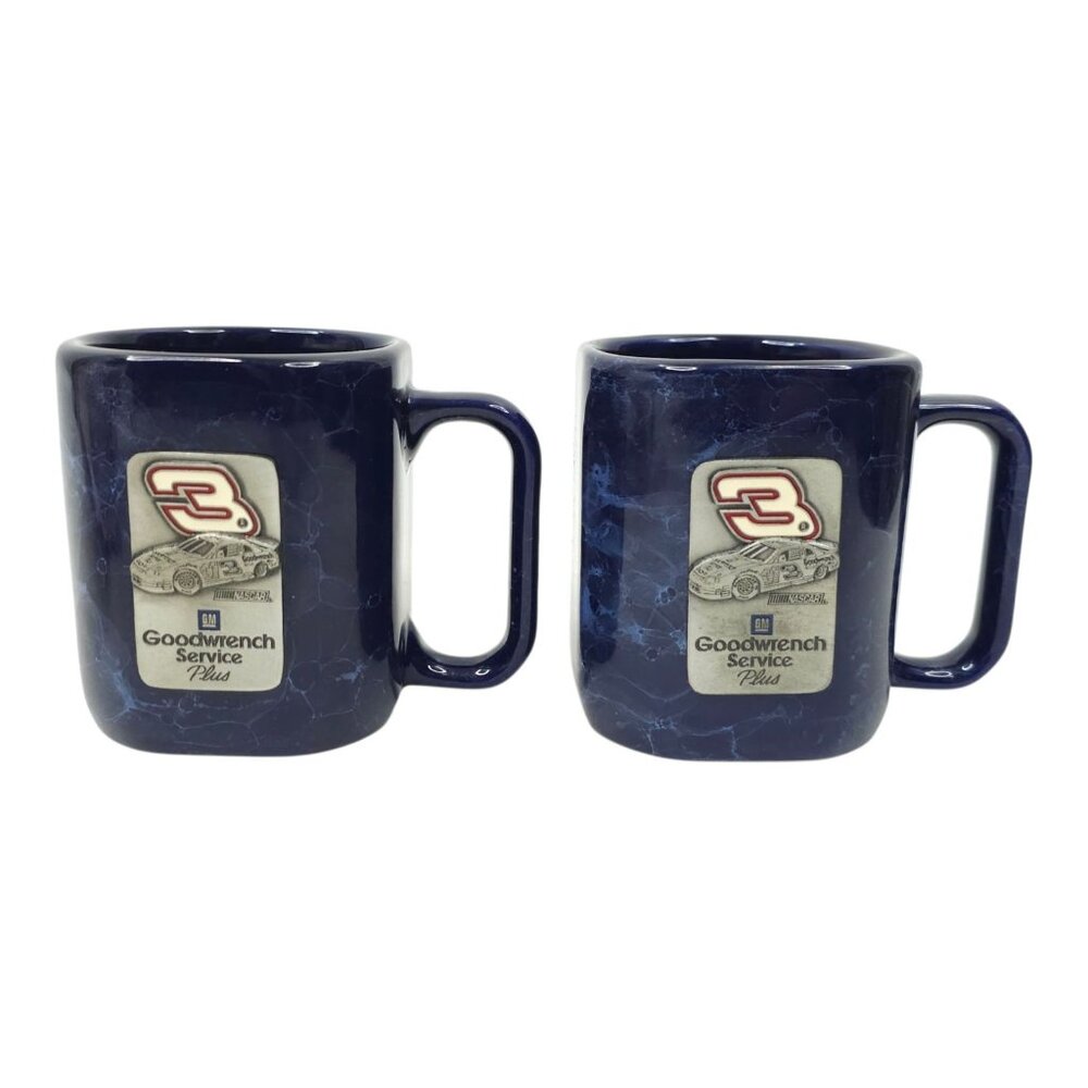 Dale Earnhardt #3 GM Goodwrench Service Plus Coffee Mugs Ceramic Blue Marbleized
